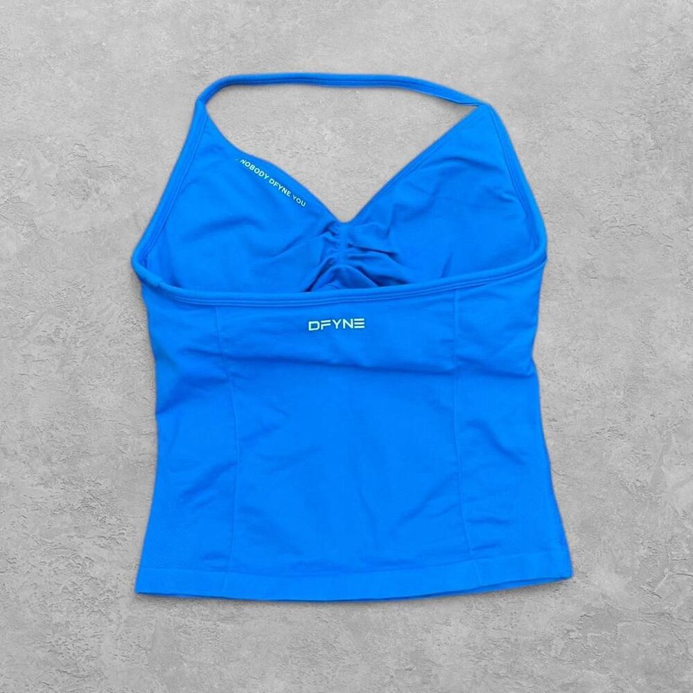 DFYNE Impact Strappy Longline Halter Top S Electric Blue Activewear Gym